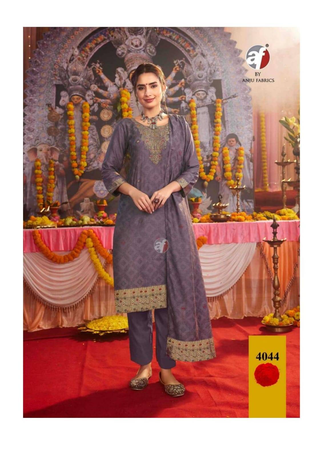 Palki BY Anu fabrics 4041 TO 4046 SERIES Indian occasional MUSLIN JACQUARD party wear stitched dresses At Wholesale Price
